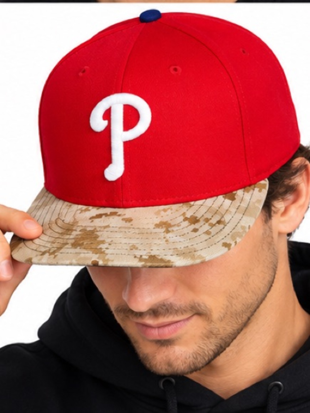 Philadelphia Phillies New Era 59FIFTY Fitted Hat 7 1/2 Camo Brim MLB